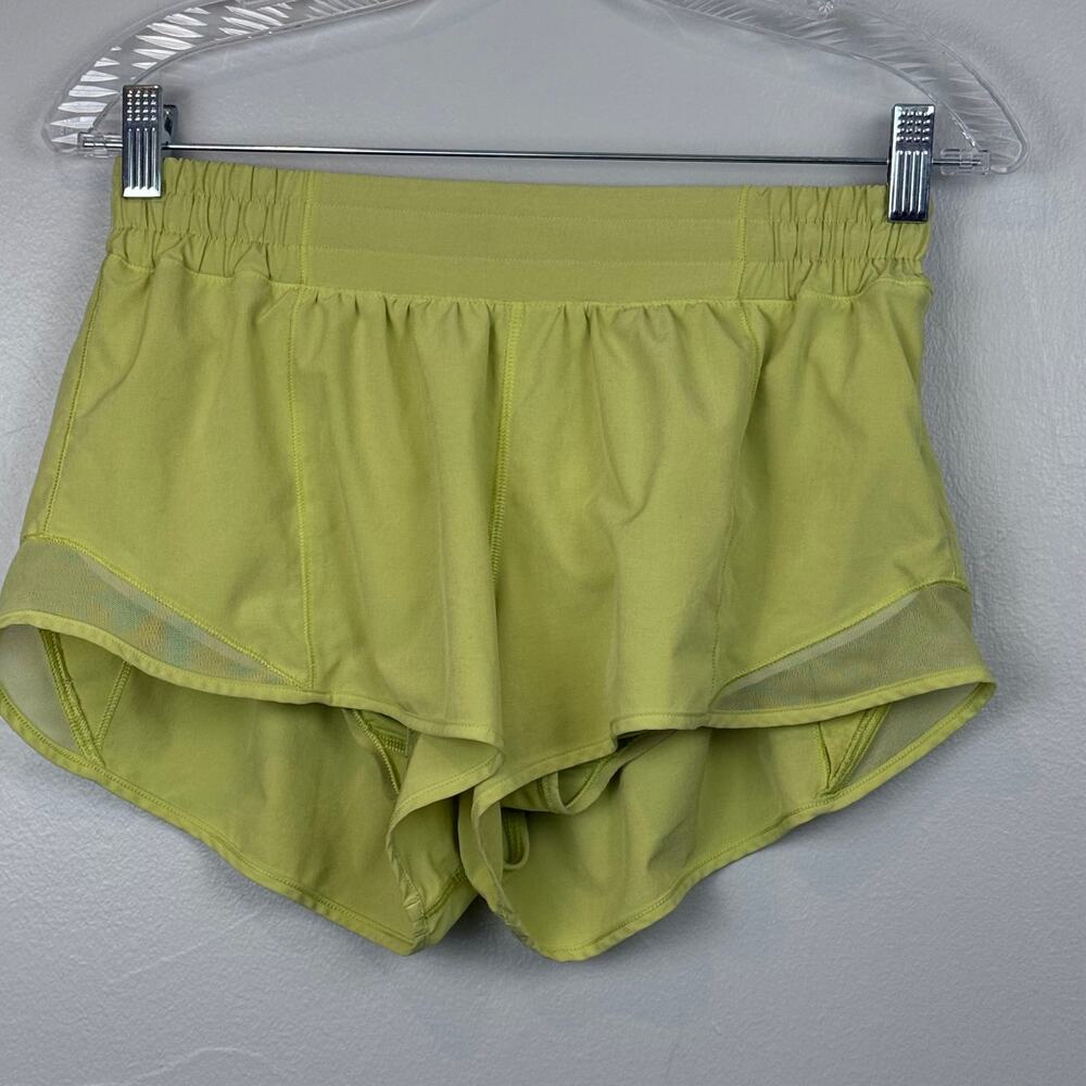 Lululemon Lime Green Mesh Lined Running Shorts Athletic Size 8
